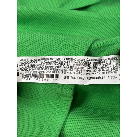 Neon Green Ribbed Polo Crop Top Short Sleeve Zara Size M - Picture 5 of 11